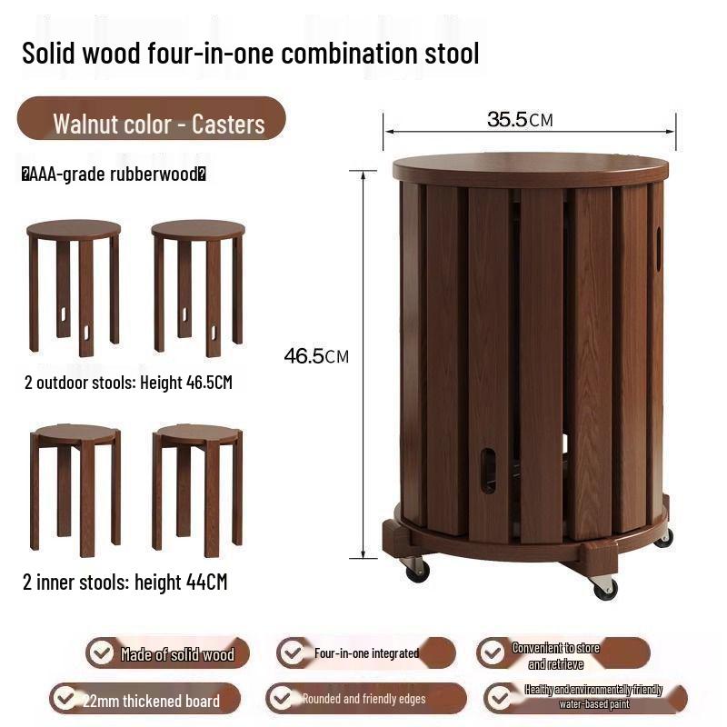 Solid Wood Stackable Stool for Home, Dining, or Coffee Table Use