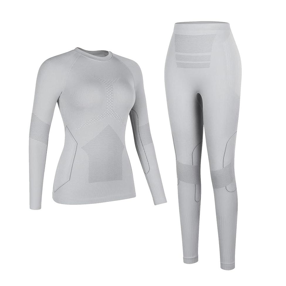 

CHARMLEAKS Женские термокомплекты, бесшовное термобелье с длинным рукавом, базовый слой для лыж для зимы S серый