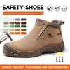 Herren-Sicherheitshochschuhe - Stoßfest, Durchstichfest, Hitzebeständig, Funkenfrei, Schweißer-Schuhe aus Wildleder - Modisch & Bequem.