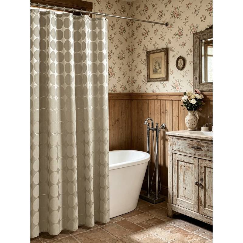 Waterproof Bathroom Shower Curtain Set With Dot Pattern For Home Use