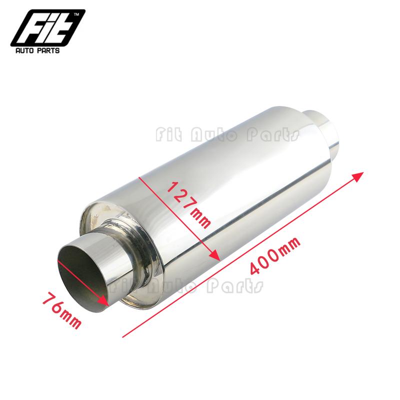 Universal Sport Car Exhaust Resonator 76mm straight Tube Muffler Exhaust Pipe With Great Sound