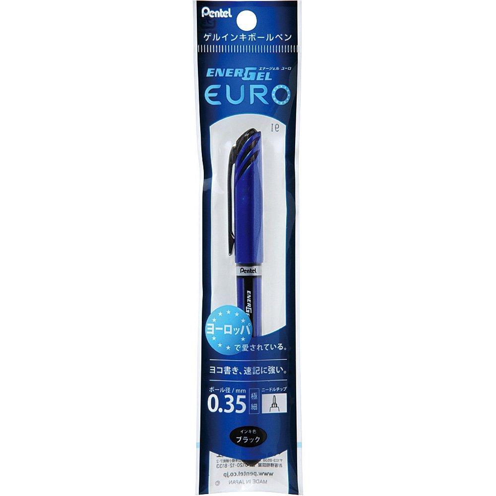 Pentel Gel Ink EnerGel Euro Ballpoint Blue 5 Pens Pen, 0.35mm, Barrel, XBLN23-A, Black,