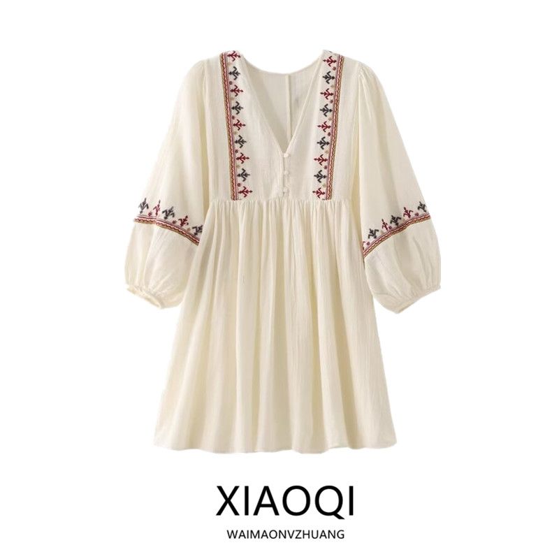 Fashion Style 2024 Summer New Women's Clothing Loose All-Match Stitching Embroider Short Dress 5770042 712