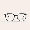 Semi-Metal Frame Round Retro Flat Mirror Women Brown Plain Glasses Men