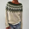 Women's Color Block Round Neck Loose Knit Pullover Sweater