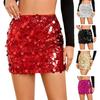 Mini Skirt Sparkling Sequin Glitter Skirt High Waist Slim Fit Stretchy Short Skirt Figure-Hugging High Elastic Waistband Skirt