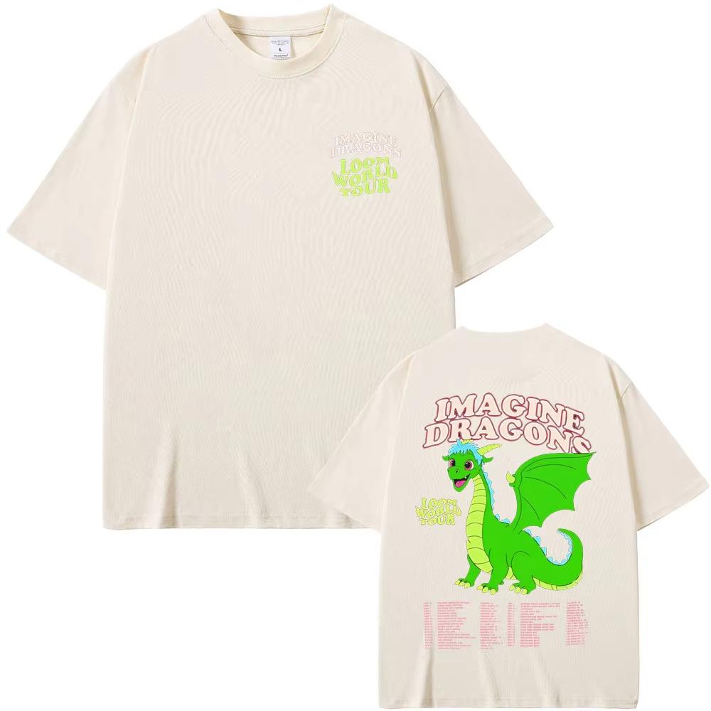 Rockowy zespół Imagine Dragons Kreskówkowe graficzne koszulki Loom World Tour 2025 T-shirty Męskie Damskie Modne Oversize z krótkim rękawem T-shirt