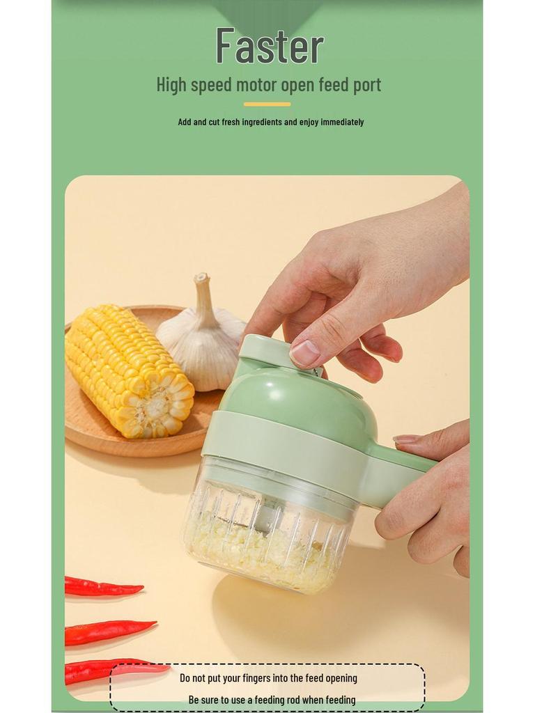 Electric Handheld Vegetable Chopper & Garlic Masher - Portable Kitchen Slicer & Cutter