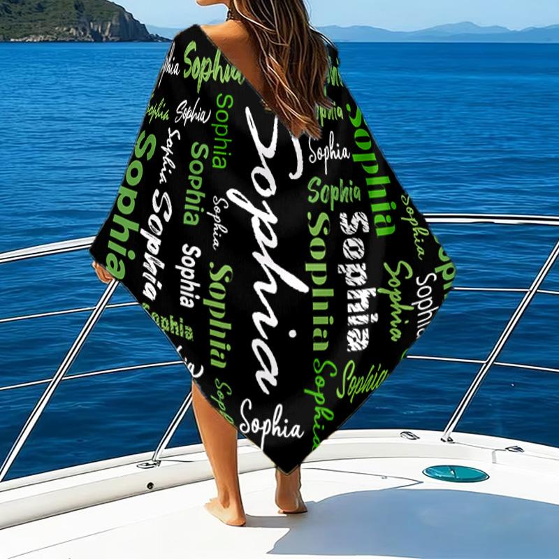 Personalisierter Name Dein Name Kunst Design Mikrofaser Strandtuch Super Weich & Saugfähig für Bad, Strand, Reisen Badezeit Zubehör, Fan Geschenke