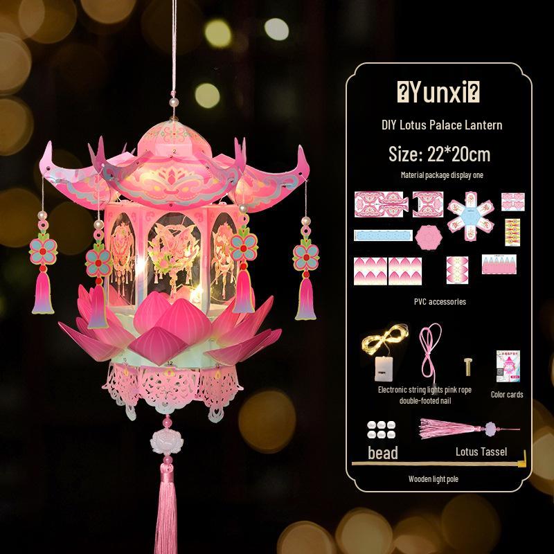 Mid-Autumn Festival Handmade Ancient Style Lanterns - DIY Flower & Palace Luminous Projection Lanterns for Children