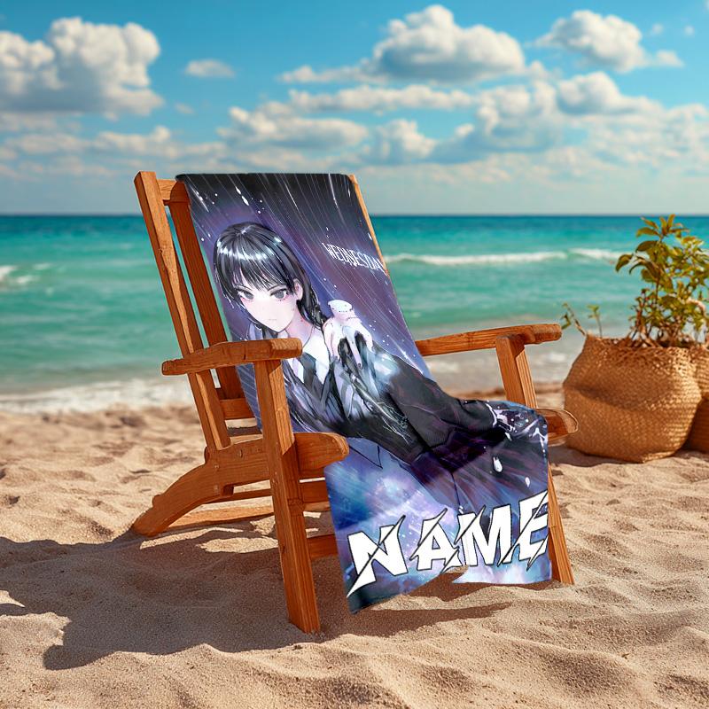 Personalized Customized Proof Beach Towel with Wednesday Addams Pattern - Soft, Absorbent,quick-drying,perfect Swimming,camping&bathing