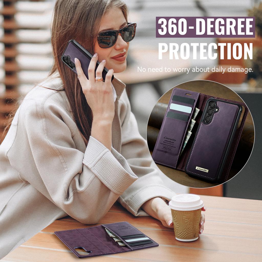 For Samsung Galaxy A14 5G/Galaxy M44 5G/Galaxy A14 4G Magnetic Case RFID Blocking Detachable Wallet Leather Phone Cover