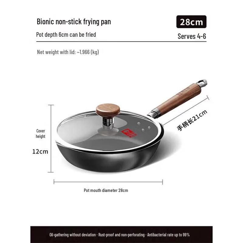 

KOBACH 28cm Refined Iron Non-Stick Frying Pan with Lid