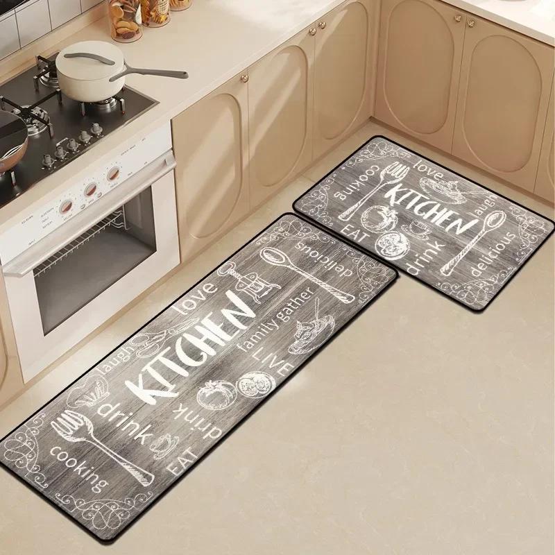 Kitchen Waterproof Carpet Pvc Leather Non-Slip Oil-Proof Floor Mat Home Decoration Rug Kitchenware Pattern Alfombra De Cocina