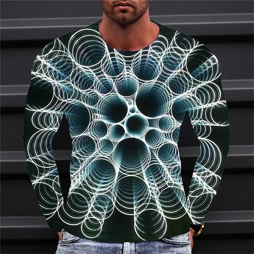 2024 Men'S Long Sleeve T-Shirts Harajuku 3d Print Graphic Men Oversized Clothing Fashion Street Tees Shirt Casual O Collar Tops