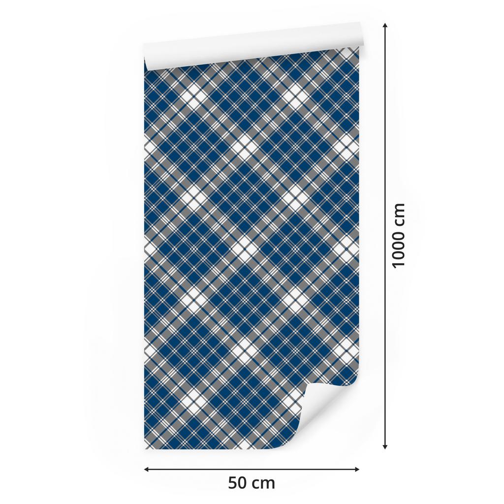 Blue and Gray Checkered Wallpaper for Living Room and Bedroom 50x1000