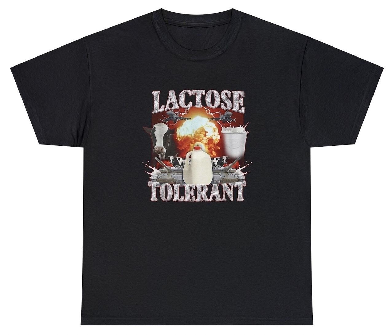 Lactose Tolerant T Shirt Funny Sarcastic Milk Icecream Cow Humor Graphic Tee XXL