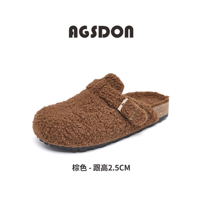 Fleece Birken slippers new winter bag head half slippers fluffy shoes 35