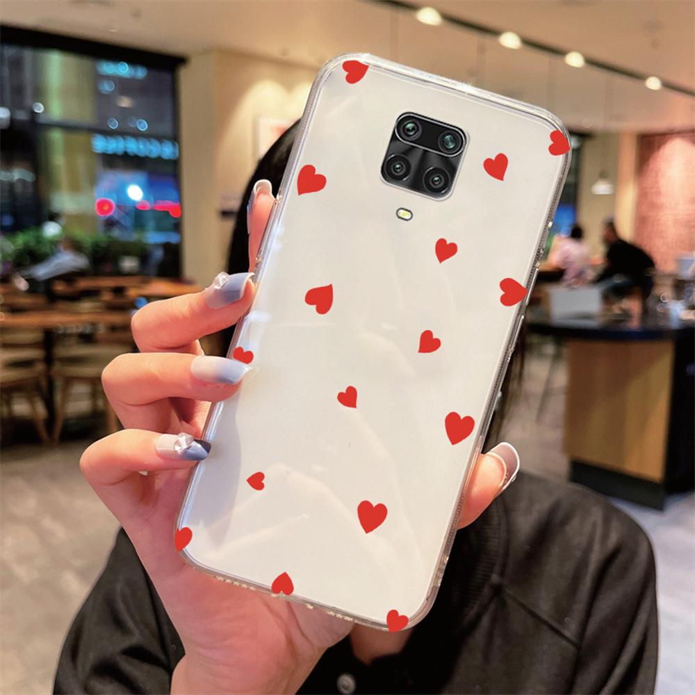 Love Heart Transparent Phone Case For Xiaomi Redmi Note 8 9 9S Pro Max 8T 9A 9C 9T Clear Non-Yellowing Shockproof Women Cover