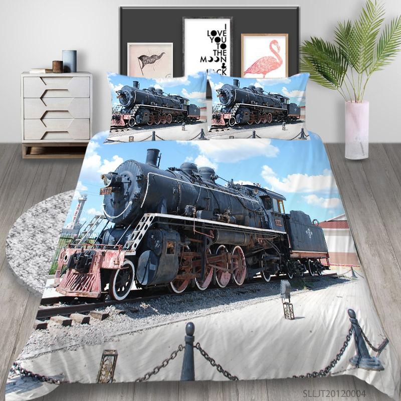 Bedding Cover Suit 2/3 Pcs Home Bedclothes Train Unique Design Quilt Covers with Pillowcase Highend Bed Cover Sets