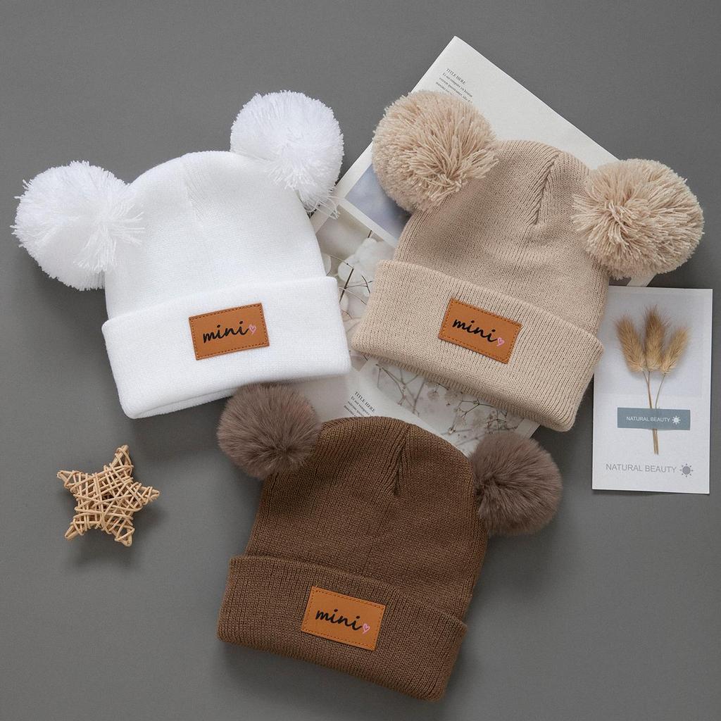 3pcs Kids Knitted Bonnet Bebe Newborn Baby Hat Pompom Cute Winter Hat for Boys Girls Children Warm Beanie Cap 0-3Y
