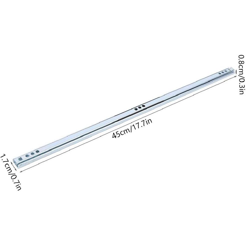 Drawer Slides, Drawer Slide, Heavy Duty Drawer Slides, 2Pcs/Set 450x17mm Drawer Steel Ball Slide Rail Hardware Accessory for Cabinet Closets