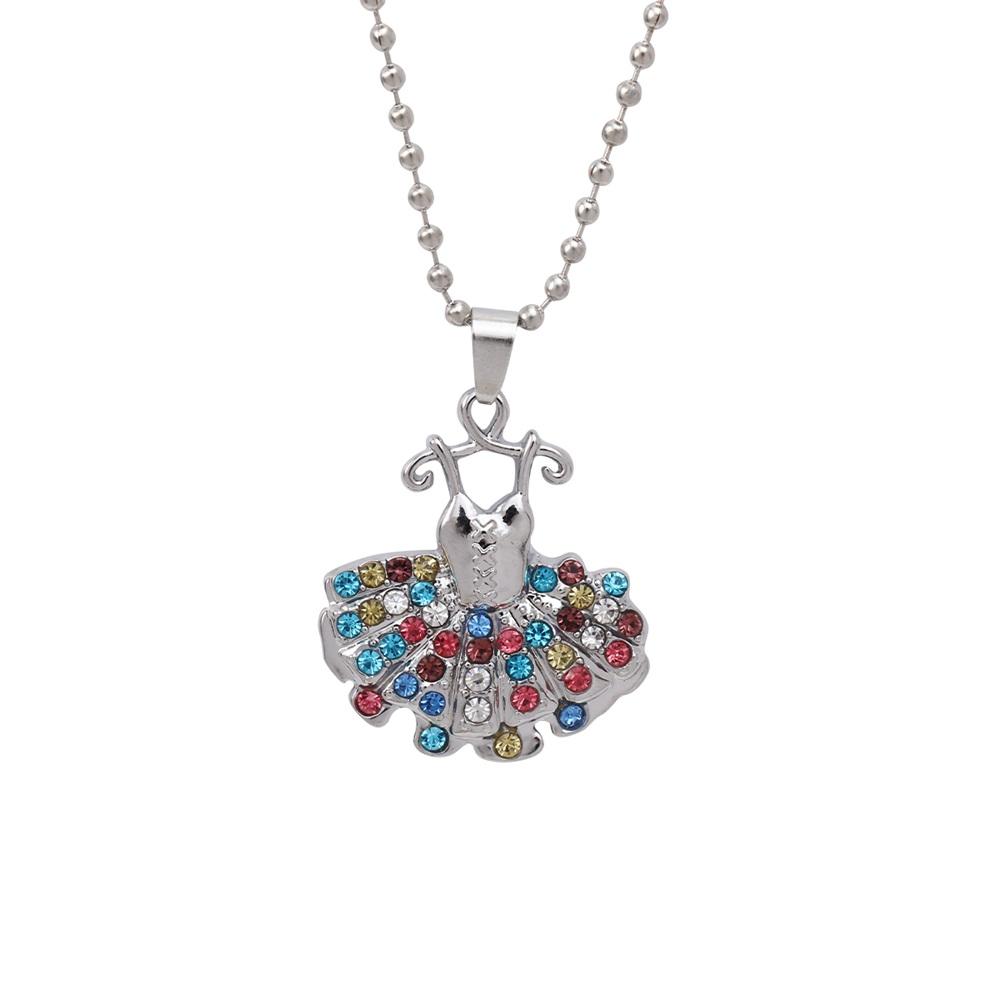 Women Girls Dazzling Crystal Dance Shoe Dress Design Necklace Full Colorful Rhinestone Pendant Beads Chain Choker