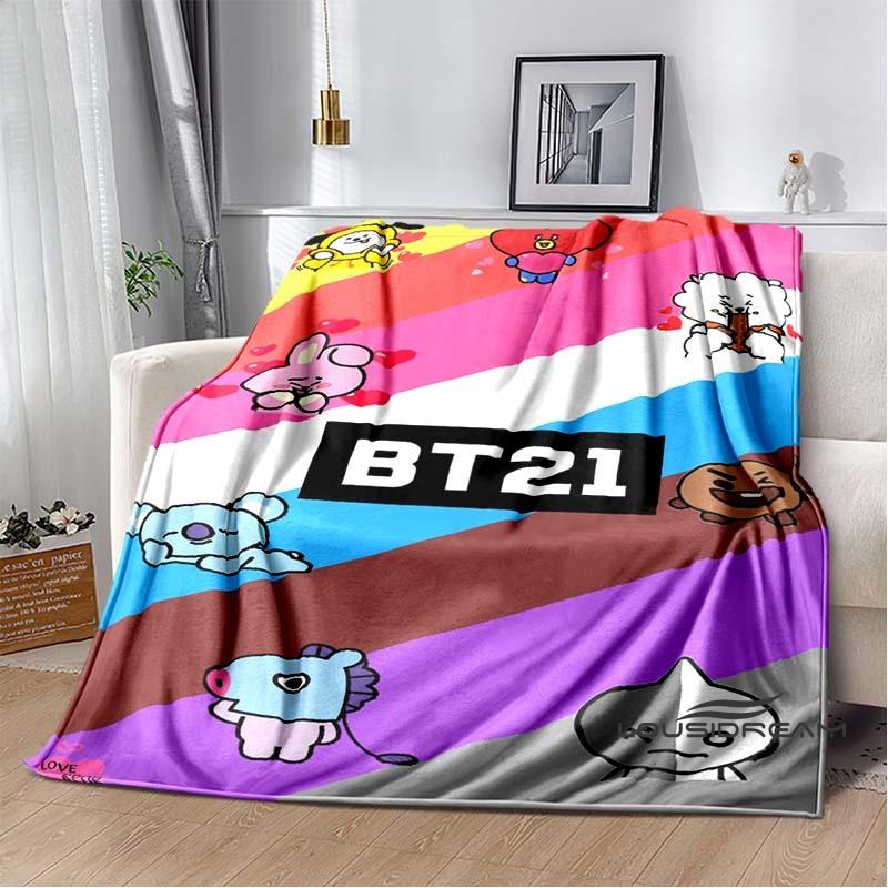 2026 Nuova Collezione Cartoni Animati Anime BT21 Adorabile Coperta Ultra Morbida per Bambini Coperta da Divano Perfetta per Viaggi Divani Picnic