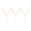 Women's Stainless Steel Double Layer Y-Shaped Gold Tassel Necklace