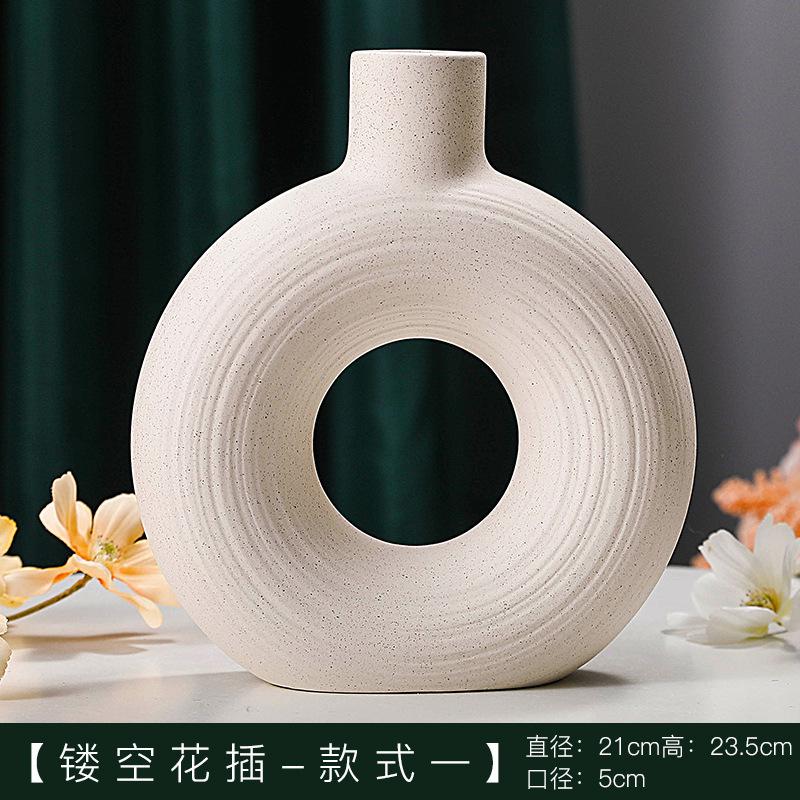 Nordic Art Ceramic Vase Creative Hydroponic Dried Flower Plug Vase Simple White Crafts and Ornaments Desktop Pot Home Decoration