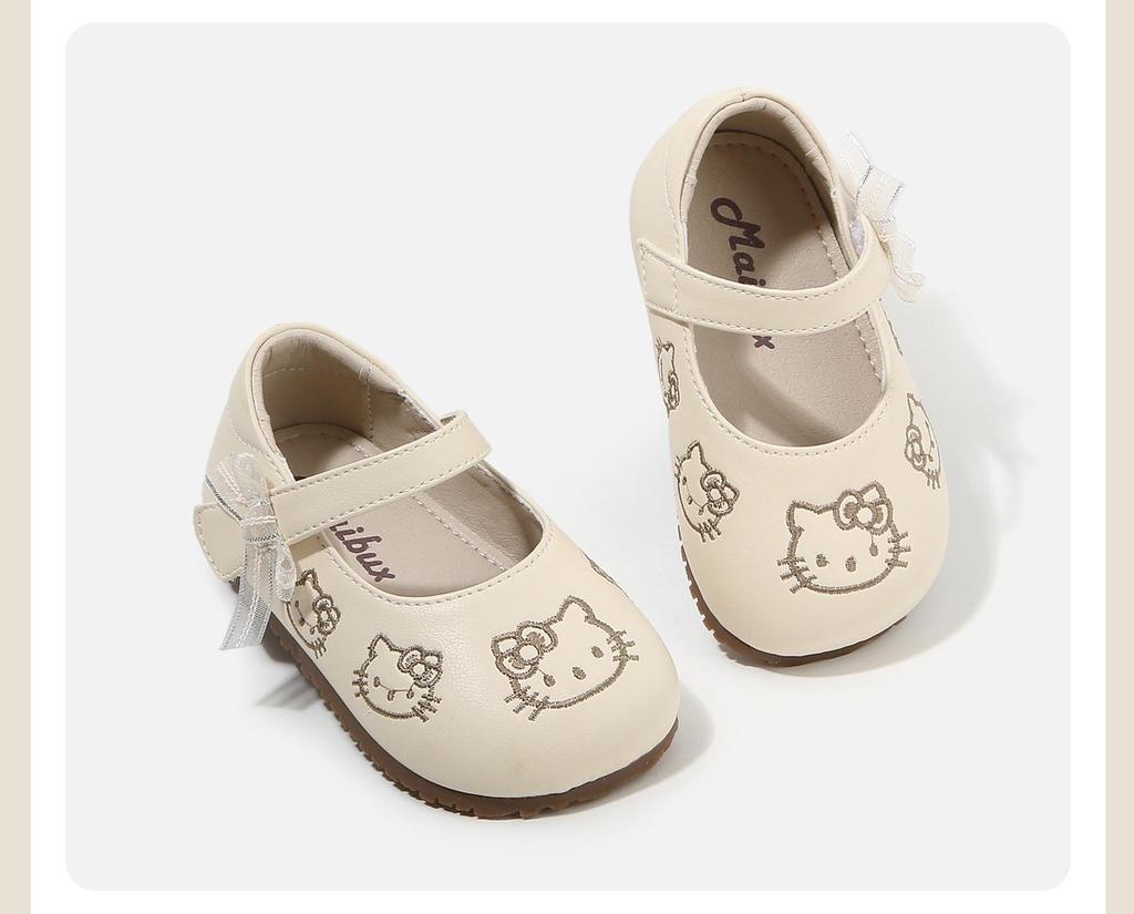 Spring 2026 Soft Sole Leather Baby Walker Shoes with Doll Print - Non-Slip Design