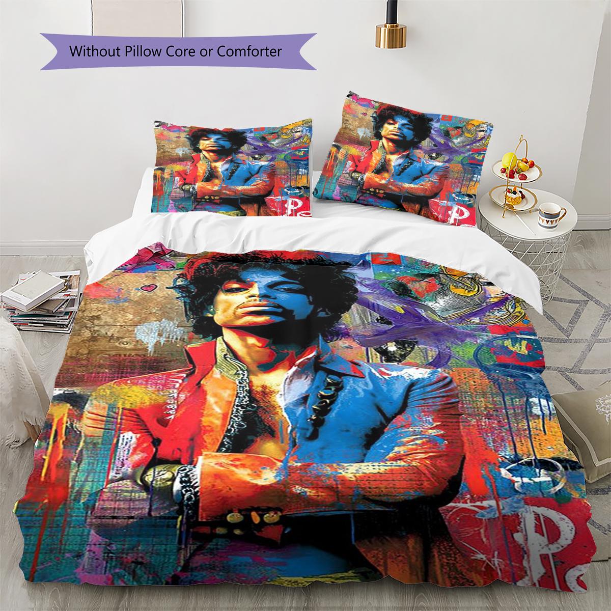 

Prince Purple Rain Pattern Bedding Quilt Set Quilt Cover Pillowcase Home Decoration Gift (1 * duvet cover + 2 * pillowcase, without core) 200x200cm
