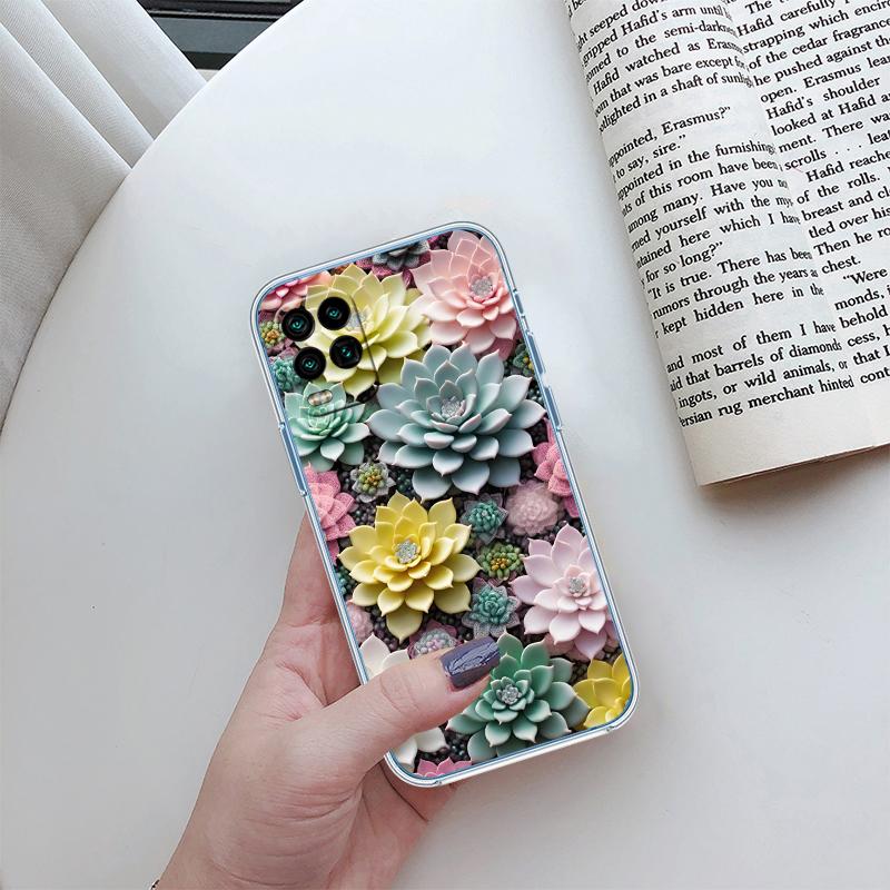 BH48 Watercolour Cacti Succulent Transparent Phone Case for Samsung Galaxy A04 A04S A14 A23 A34 A54 M23 M33 M52 M53 Galaxy M33