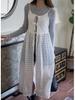 Korean Chic Lace See-Through Strappy Dress & Tie Cardigan - 2026 Spring/Summer Collection for Women