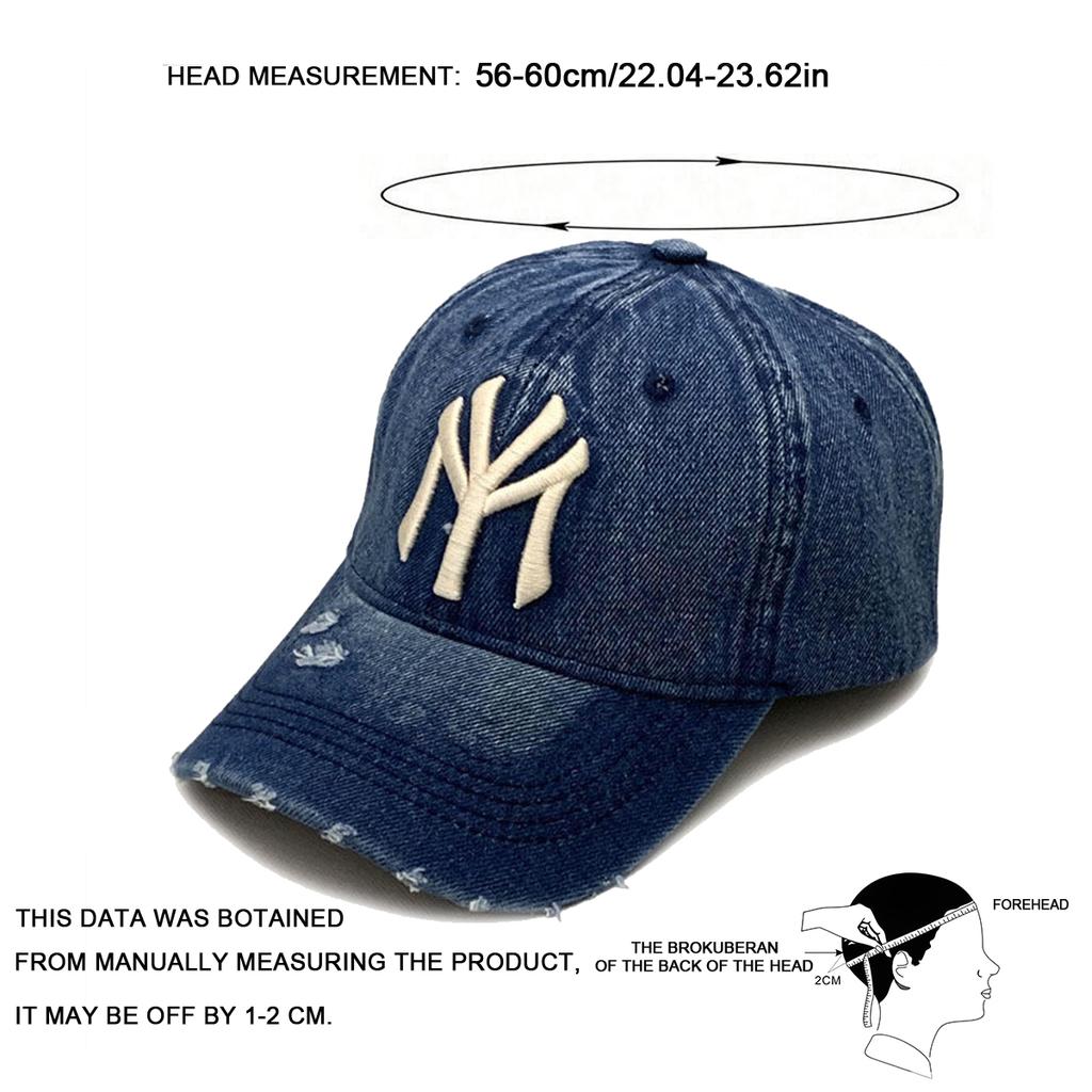 Unisex Letter Embroidery Denim Washed Baseball Caps Spring and Autumn Outdoor Adjustable Casual Hats Sunscreen Hat