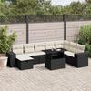 VidaXL Garden Lounge Set 9 Pcs with Cushions Black Wicker 3275346