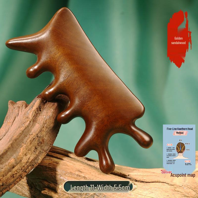 Multi-functional Sandalwood Gua Sha Comb for Face, Eye, Scalp, and Meridian Massage