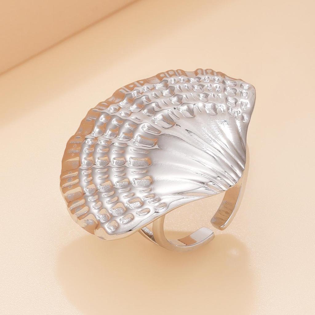 Casual Resort Ocean Series Shell Stainless Steel 18K Gold Titanium Ring