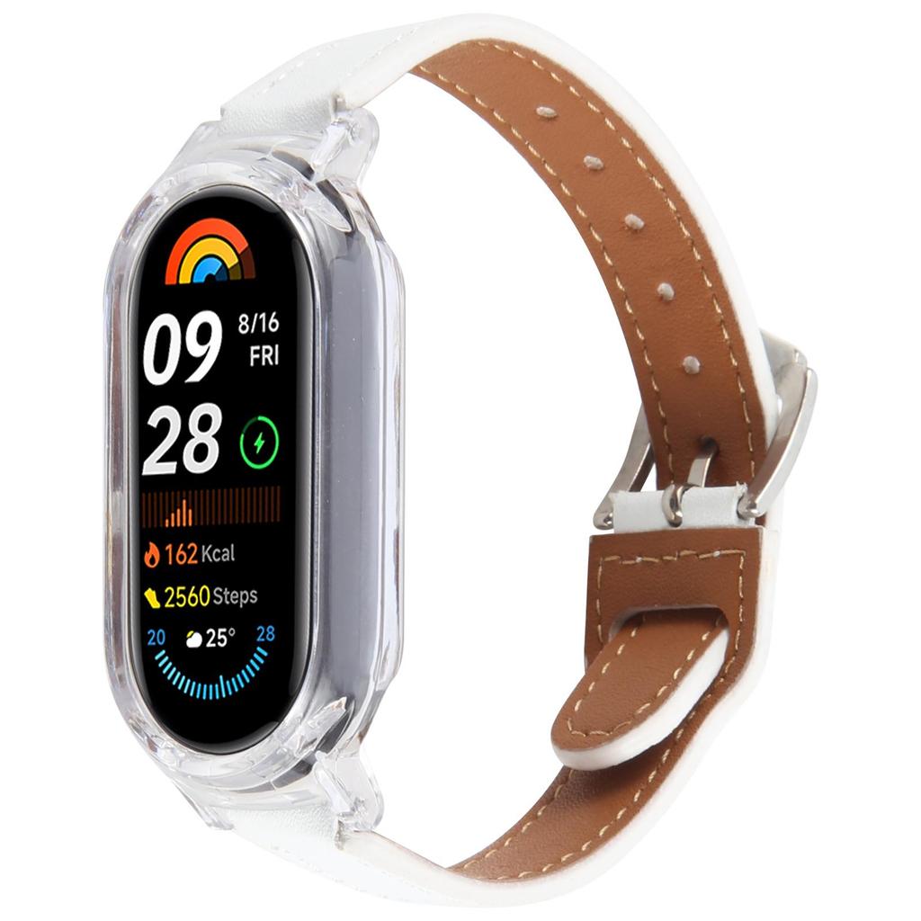 For Xiaomi Smart Band 8 PC Watch Case Integrated Ultra Fiber Leather Quick Release Watch Strap