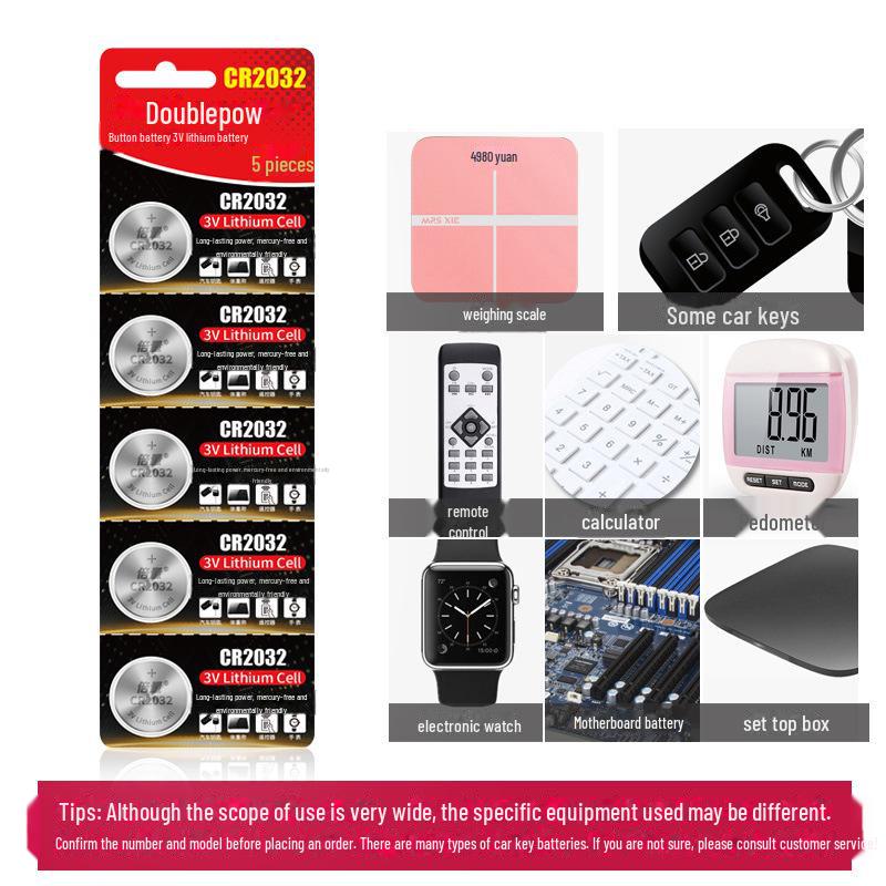 2032 Button Battery 3V for Electronics & Remote Control - 5 Pack in Stock