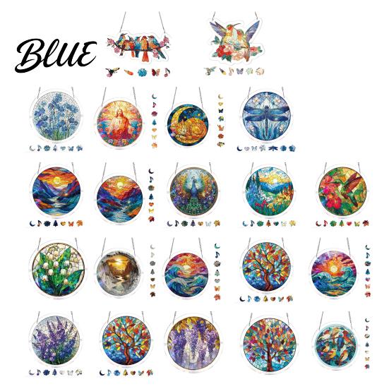 Vibrant Light Projection Decor Acrylic Puzzles Sun Catcher Stained Glass Effect Window Hanging Decor Colorful Catcher Hummingbird Flowers
