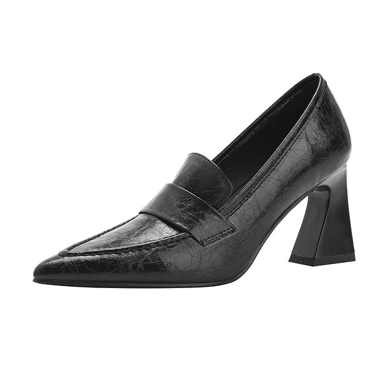 Black Sheepskin Small High Heels Women