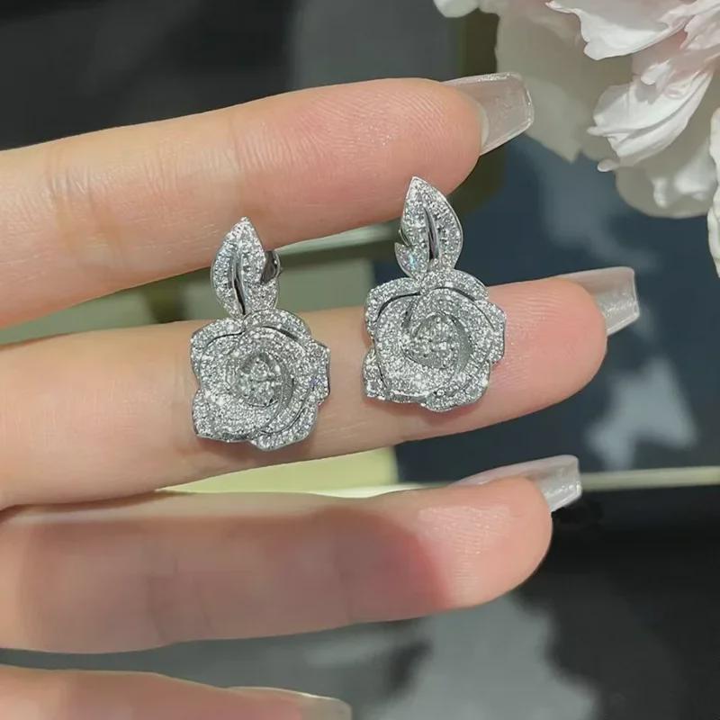 Luoxi Temple 2023 Camellia 925 Silver Light Luxury Earrings