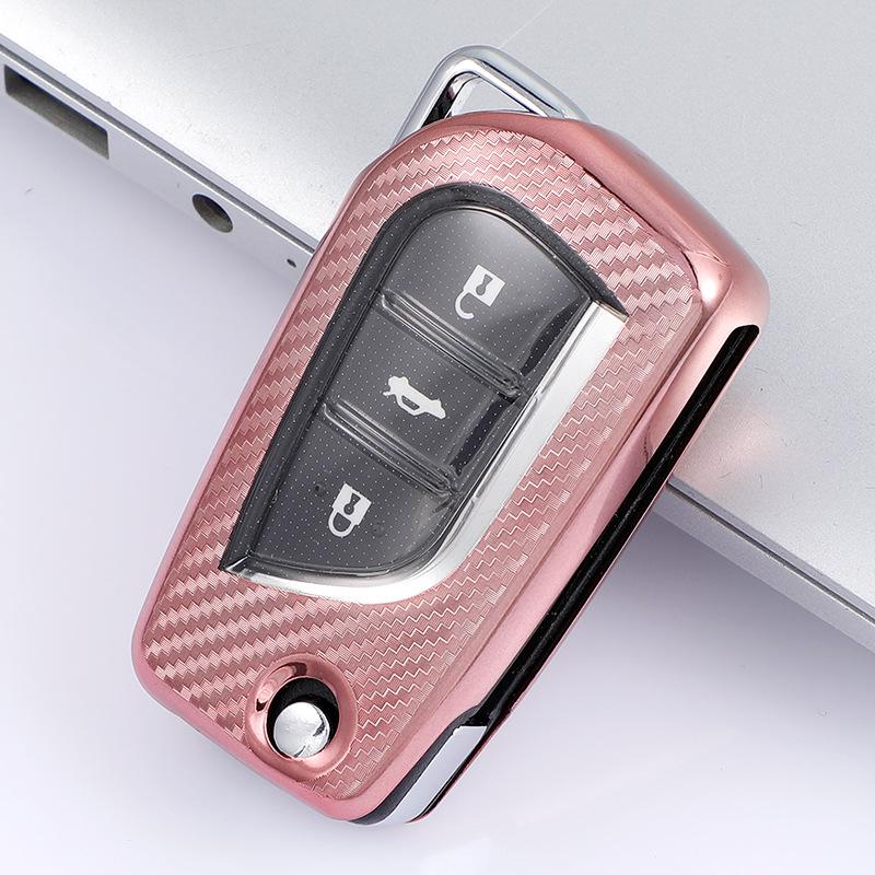 Toyota RAV4 2020 Key Case: Carbon Fiber Full Coverage with Personalized Shell & Buckle