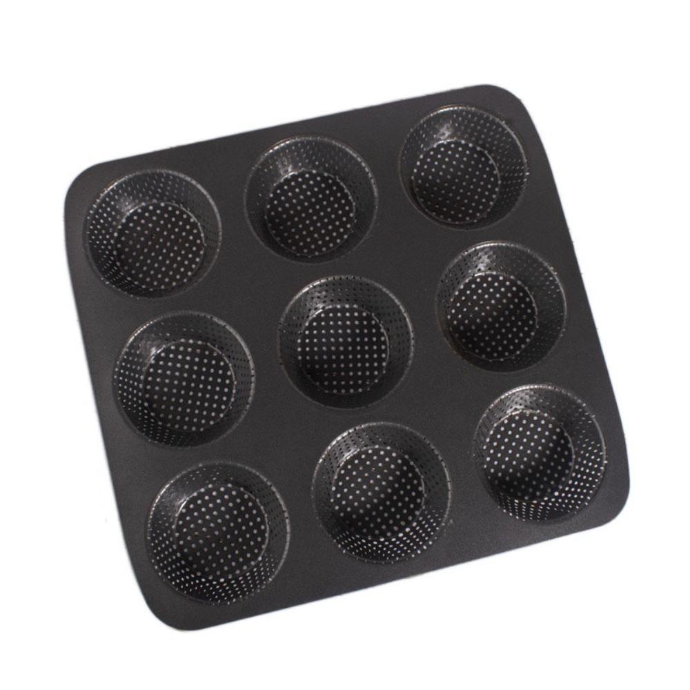 

Carbon Steel Hamburger Bun Pan Non-Stick Baking Pan Hamburger Bread Mold Fast Food Restaurants 9 Holes
