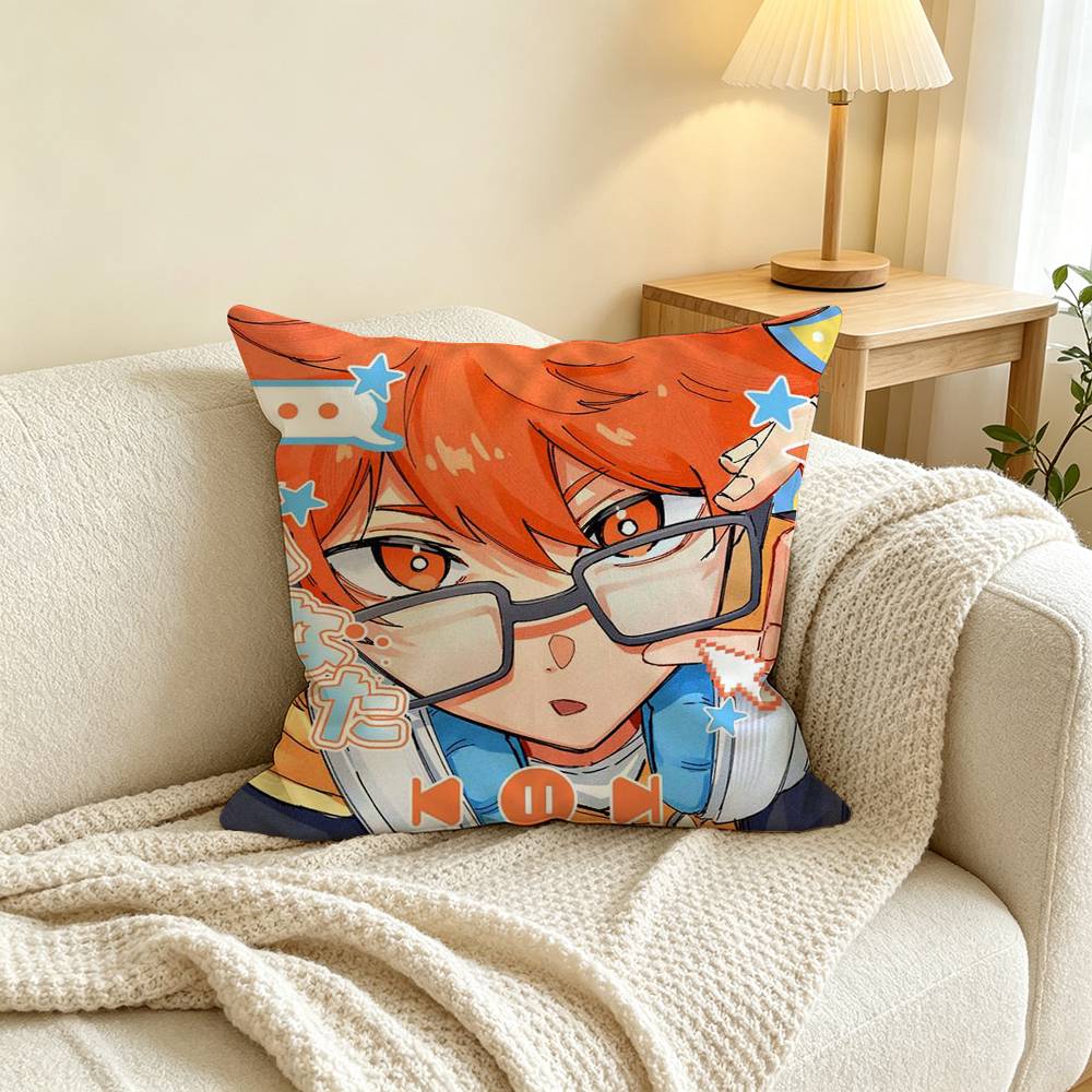 Anime H-Haikyuu Shoyo Hinata Square Double-Sided printed Pillow Case Bedroom Bedside Pillow Sofa Cushion Cover