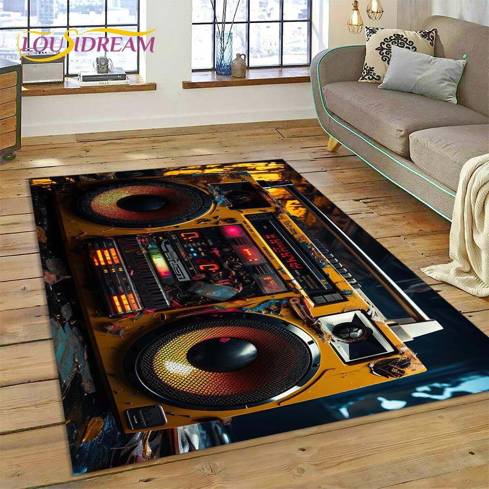 Retro Music Cassette Tape Retro Recorder CD Instrument Carpet Rug for Bedroom Living Room Home Sofa Decoration Decor Floor Mat