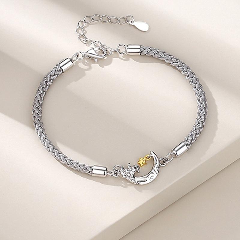 Star and Moon Accompany Couple Bracelet A Pair of Couple Hand Rope Niche Design Valentine's Day Commemorative Gift