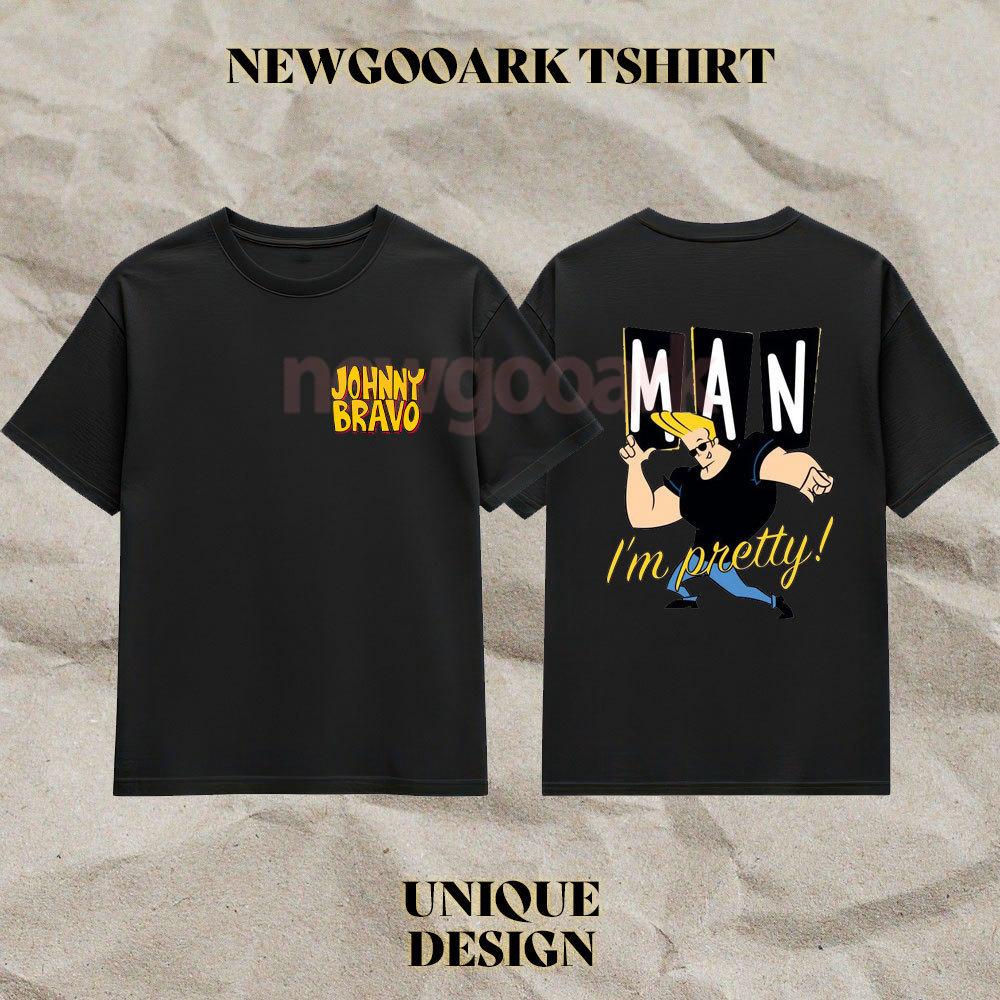 Johnny Bravo Unisex Bawełniane Klasyczne Koszulki z Graficznym Nadrukiem Kobieta Mężczyzna Kreskówka Krótki Rękaw Okrągły Dekolt Codzienne Bawełniane Koszulki Streetwear