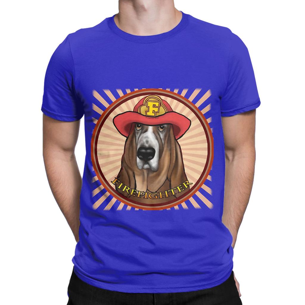 Hound dog Firefighter Novelty 100 Cotton TShirt Sparky the Fire Dog Tops Tees For Unisex
